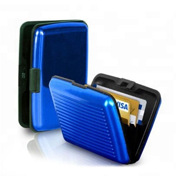 RFID Protection Plain Front Billet Aluminum Wallet/Credit Card Holder Blue 