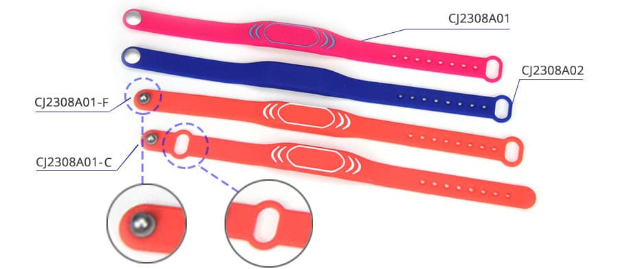 CJ2308A01 series model OF RFID silicone bracelet comparison