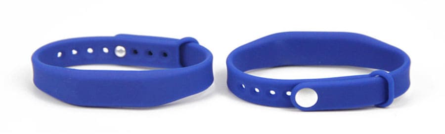 Front and back views of CJ2308A02 RFID Silicone Wristband