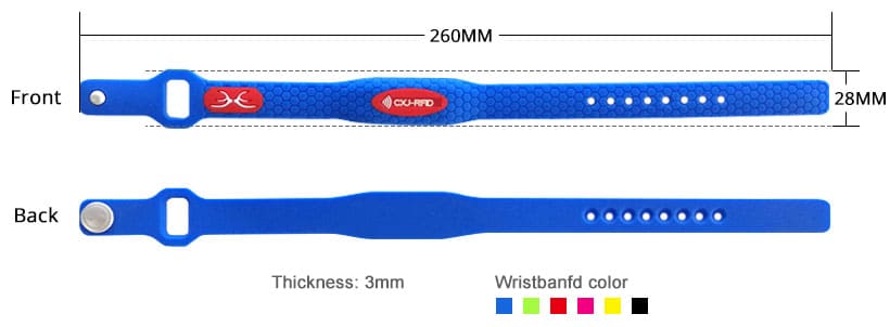 CJ2308A11 Silicone RFID Chip Bracelet Size