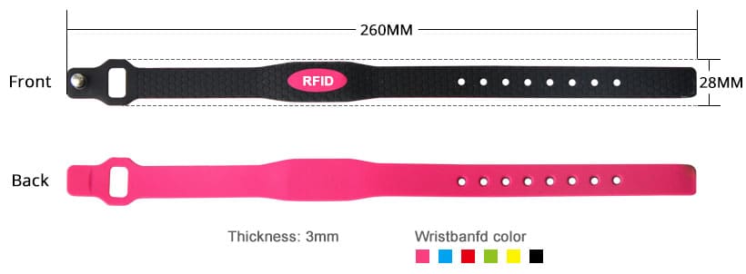 Size of Silicone RFID Wristband for Events