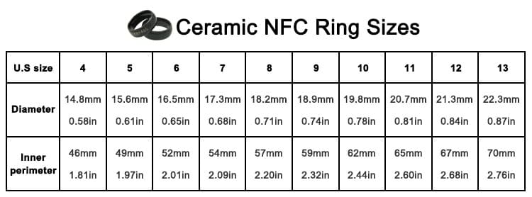 CXJ Best Smart Rings Size Details