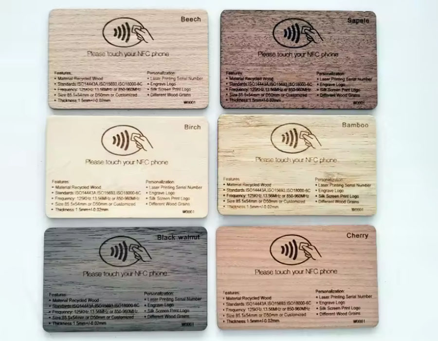 Customizable wooden NFC card material