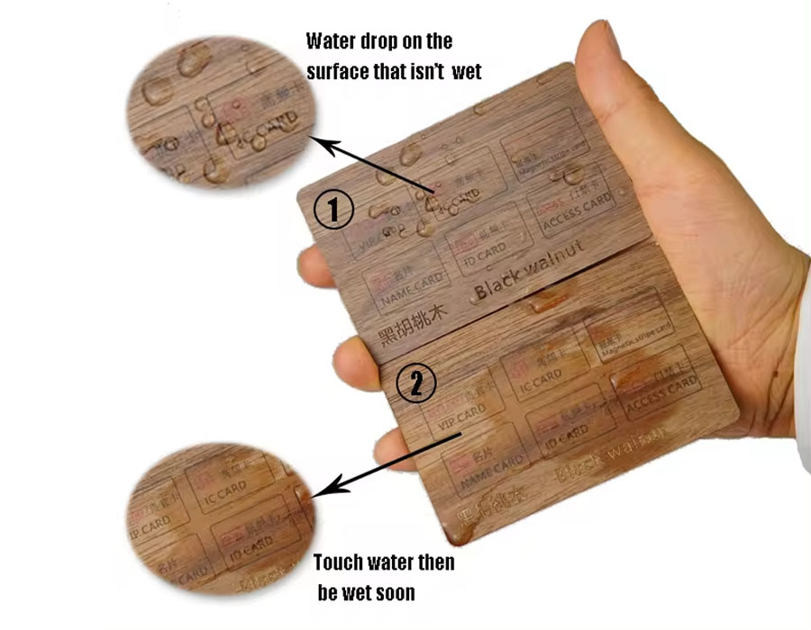The Wood NFC chip card is waterproof