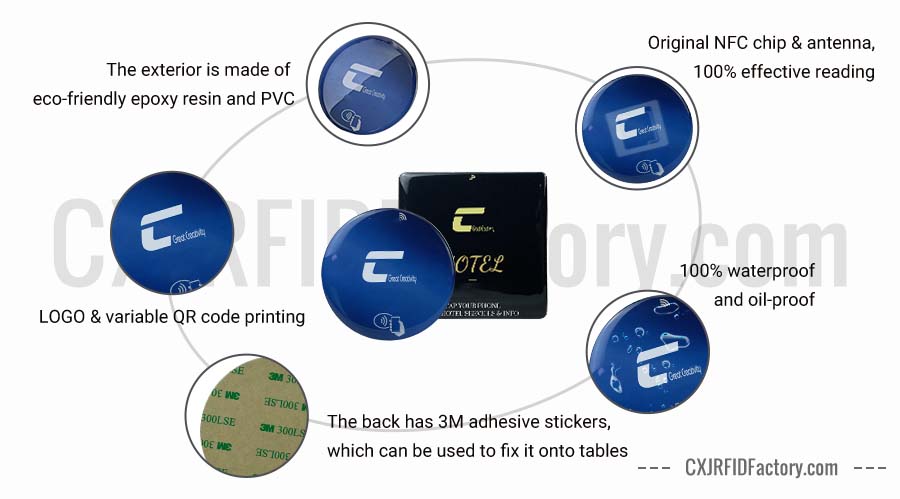 QR And NFC Waterproof Sticker Google Review Epoxy Card Details